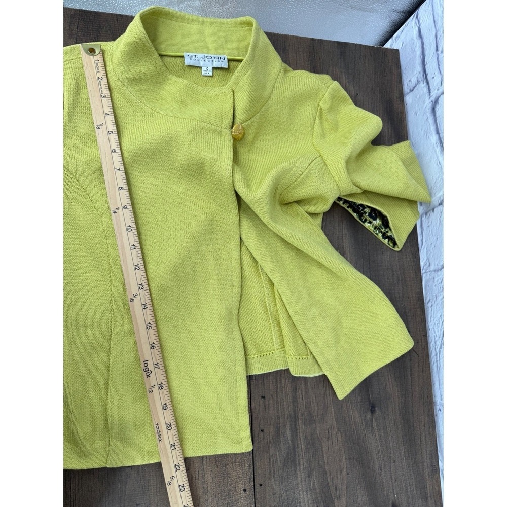 St John Sweater Blazer Women's Size 10 Lime Green Knit Single Button Old Money - Picture 11 of 13